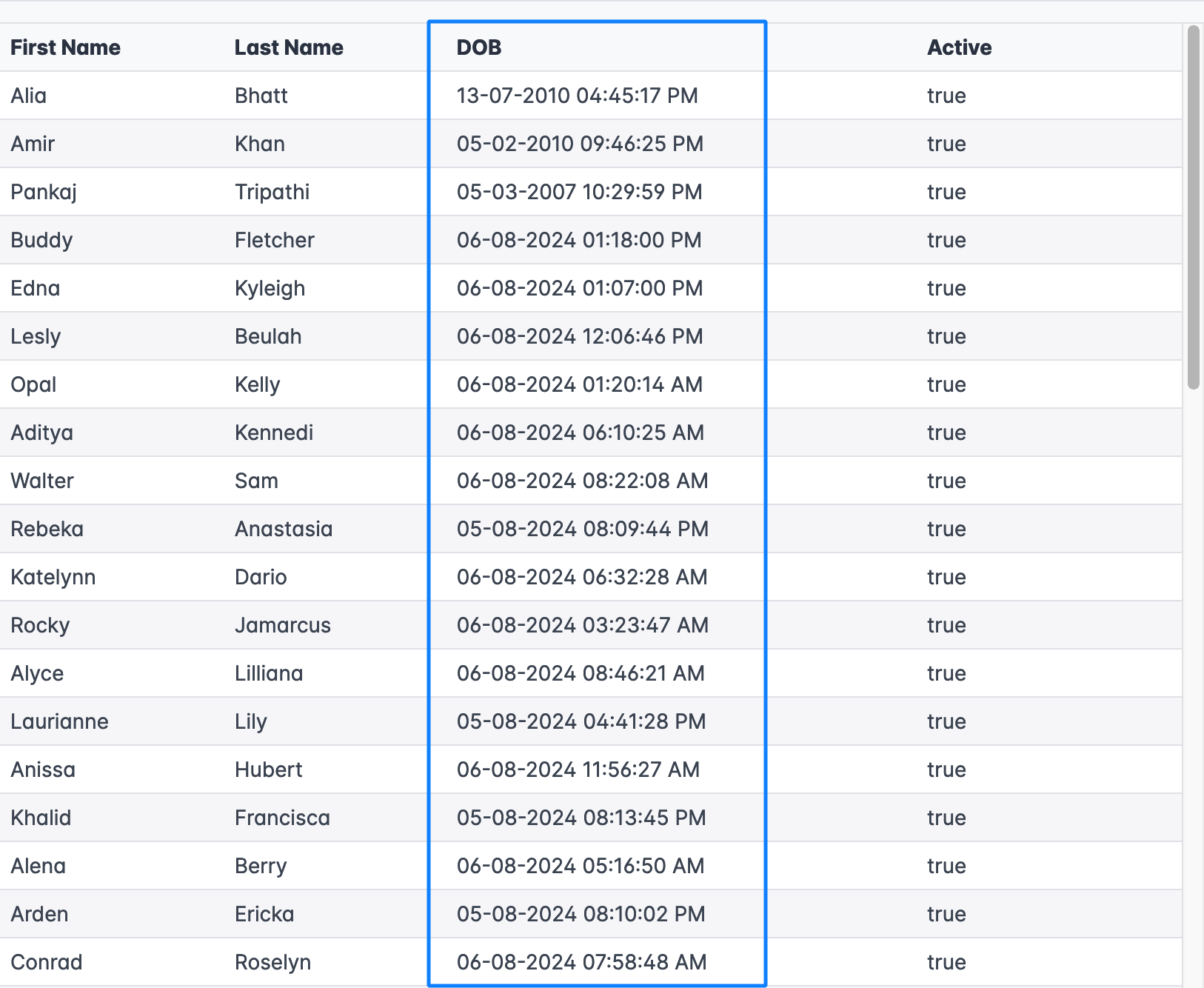 Grid Output After Adding DateFormat Property