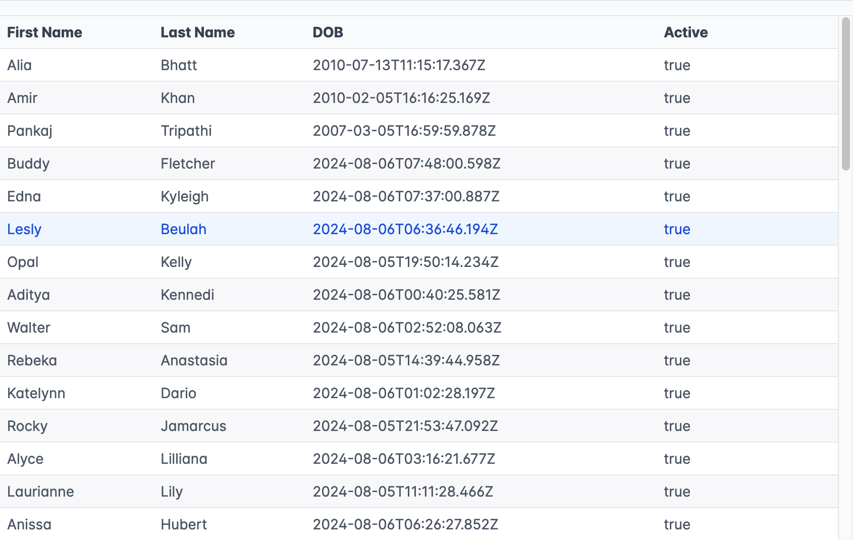 Grid status after adding more fields